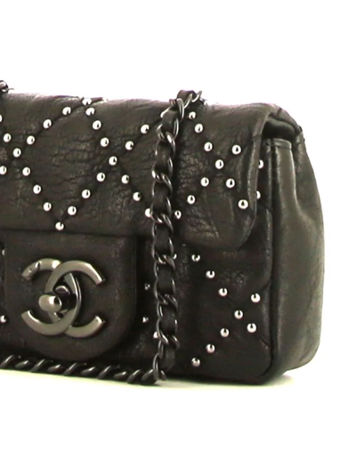 Pre-owned Chanel 2014 Mini Timeless Studded Shoulder Bag In Black