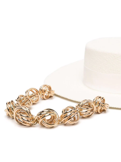 Shop Ruslan Baginskiy Chain-strap Wide-brim Boater Hat In White