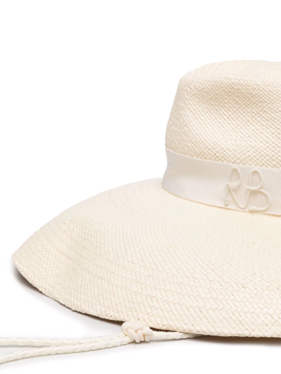 Ruslan Baginskiy Silk-trimmed Raffia Fedora Hat In Neutrals