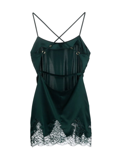 Fleur Of England Ela Lace-trim Babydoll Dress In Green