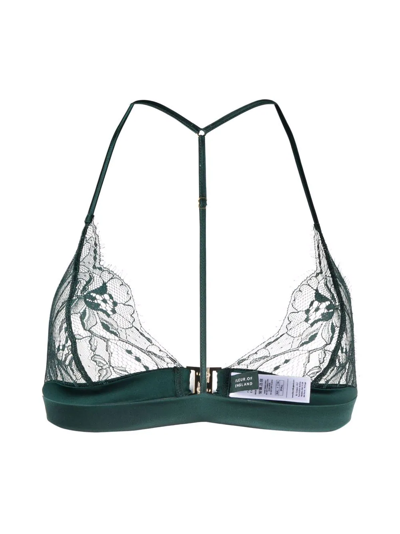 Shop Fleur Of England Ela Lace-trim Boudoir Bra In Green