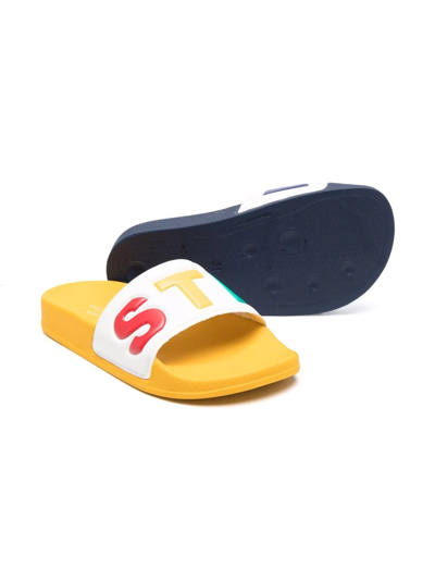 Shop Stella Mccartney Logo-print Open-toe Slides In White