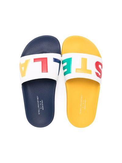 Shop Stella Mccartney Logo-print Open-toe Slides In White