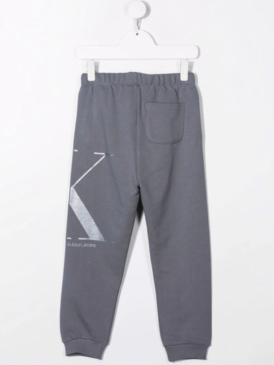 Shop Calvin Klein Logo-print Track Pants In Grey