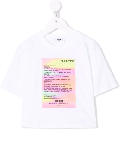 Shop Msgm Graphic-print Cropped T-shirt In White