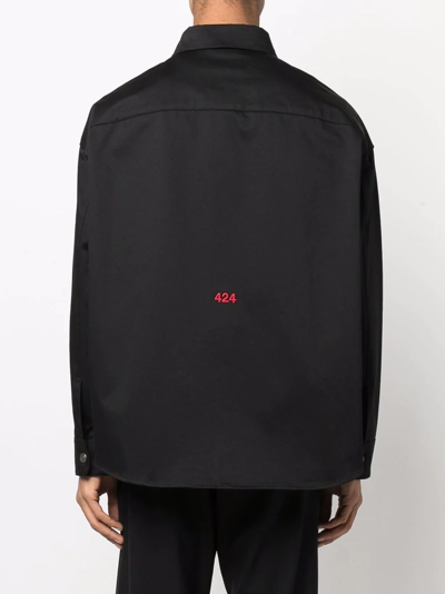 Shop 424 Long-sleeve Overshirt In Black