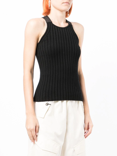Shop Dion Lee Ribbed-knit Sleeveless Top In Black