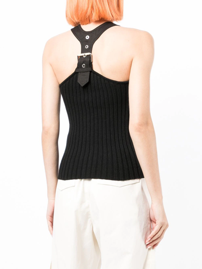Shop Dion Lee Ribbed-knit Sleeveless Top In Black