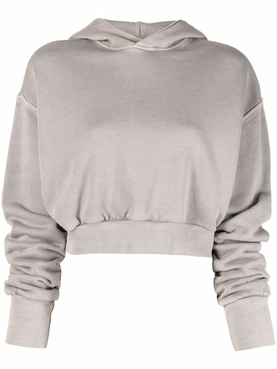 Shop Reebok Logo Pullover Hoodie In Grey