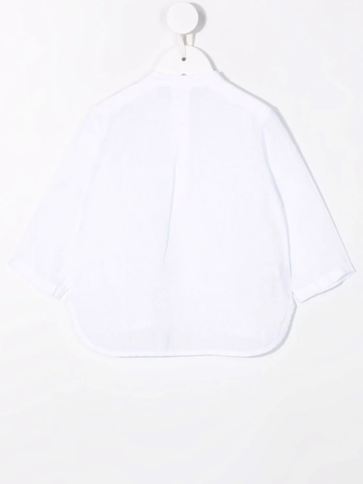 Shop Il Gufo Button-placket Linen Shirt In White