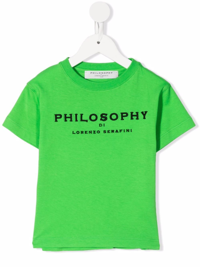 Shop Philosophy Di Lorenzo Serafini Cotton Embroidered Logo T-shirt In Green