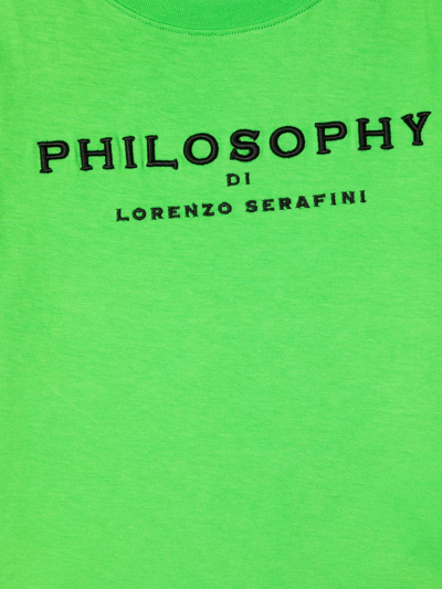 Shop Philosophy Di Lorenzo Serafini Cotton Embroidered Logo T-shirt In Green