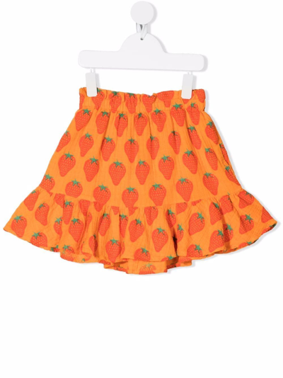 Shop Bobo Choses Organic Cotton Strawberry-print Skirt In Orange