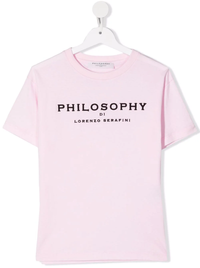 Shop Philosophy Di Lorenzo Serafini Teen Embroidered Logo T-shirt In Pink