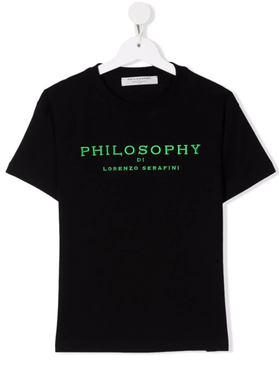 Shop Philosophy Di Lorenzo Serafini Teen Embroidered Logo T-shirt In Black