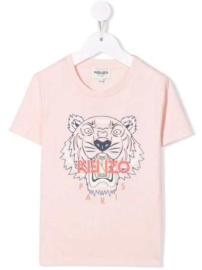 Shop Kenzo Tiger-embroidered Cotton T-shirt In Pink