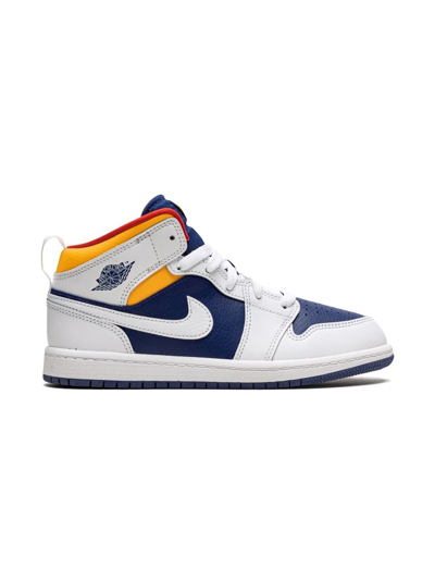 Shop Jordan 1 Mid "hite Deep Royal Blue" Sneakers In White