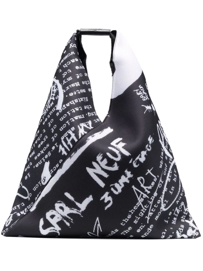 Graphic Print Black Japanese Tote Bag