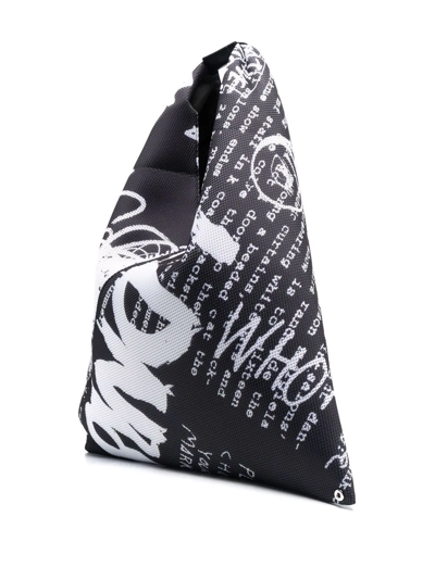 Graphic Print Black Japanese Tote Bag