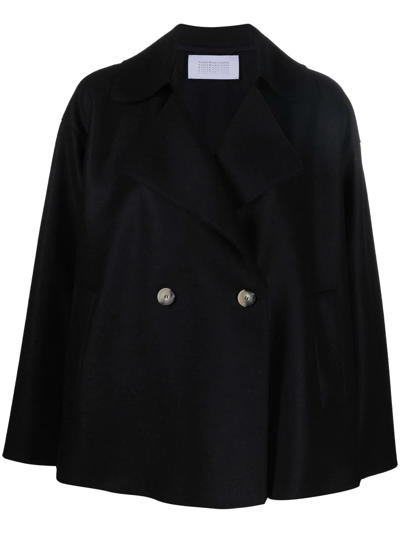 Shop Harris Wharf London Notched-collar Double-breasted Jacket In Black