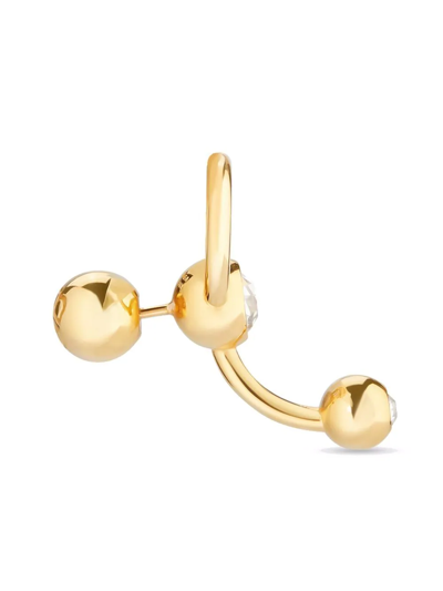 Shop Balenciaga Force Ball Earrings In Gold