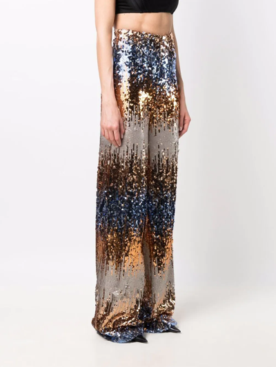 Shop Philipp Plein Gothic Plein Sequin Wide Trousers In Gold