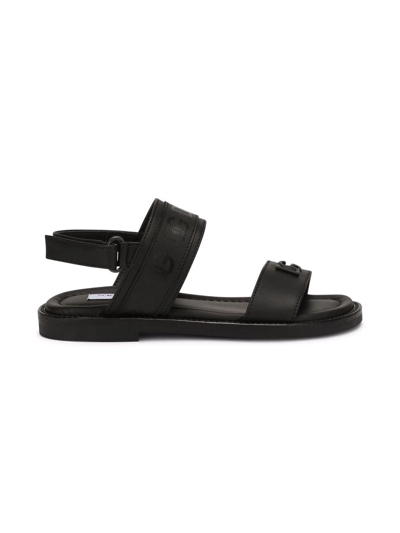 Shop Dolce & Gabbana Dg Logo Touch-strap Sandals In Black