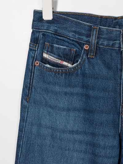 Shop Diesel Teen High-waisted Wide-leg Jeans In Blue