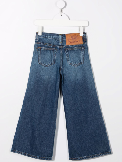 Diesel Teen High-waisted Wide-leg Jeans In Blue