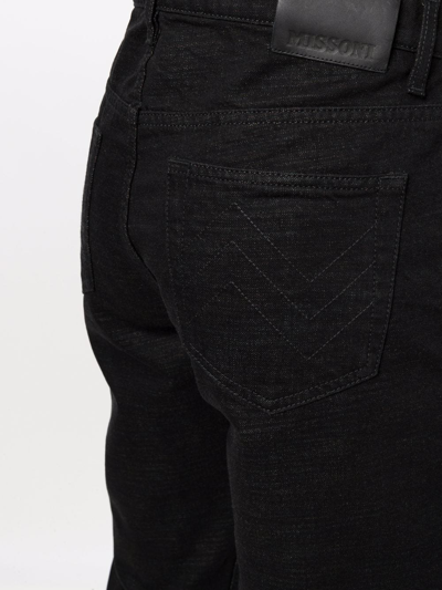 Shop Missoni Zigzag-stitch Slim-fit Jeans In Black