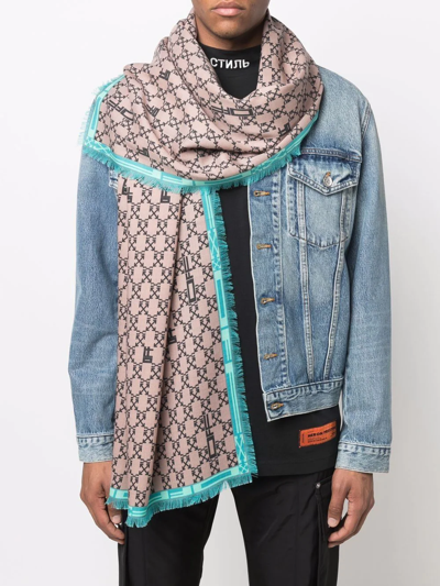 Shop Off-white Monogram Arrow-print Scarf In Neutrals