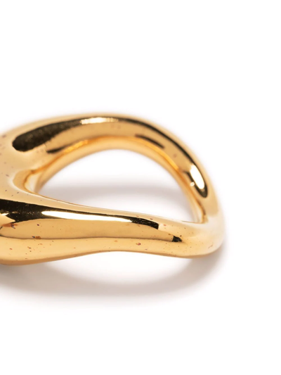 Shop Charlotte Chesnais Lips Curved Ring In Gold