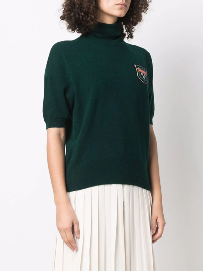 Pre-owned Hermes 1980  Intarsia-logo Cashmere Top In Green
