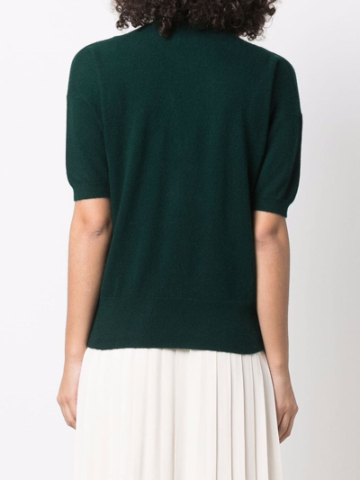 Pre-owned Hermes 1980  Intarsia-logo Cashmere Top In Green