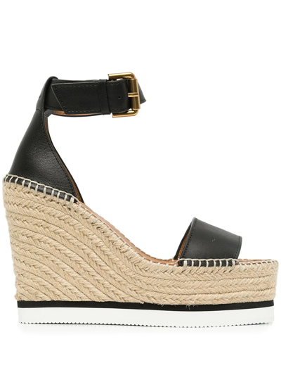 Shop See By Chloé Glyn Wedge Espadrille Sandals In Black