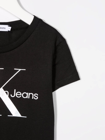 Shop Calvin Klein Logo Print Jersey T-shirt In Black