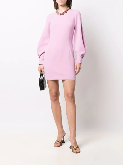 Shop Dolce & Gabbana Long-sleeve Dart-detail Dress In Purple