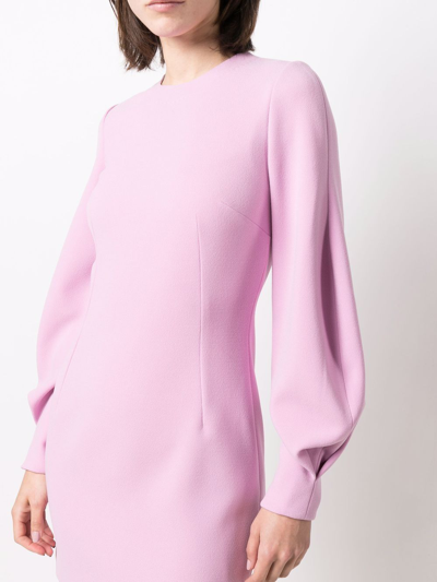 Shop Dolce & Gabbana Long-sleeve Dart-detail Dress In Purple