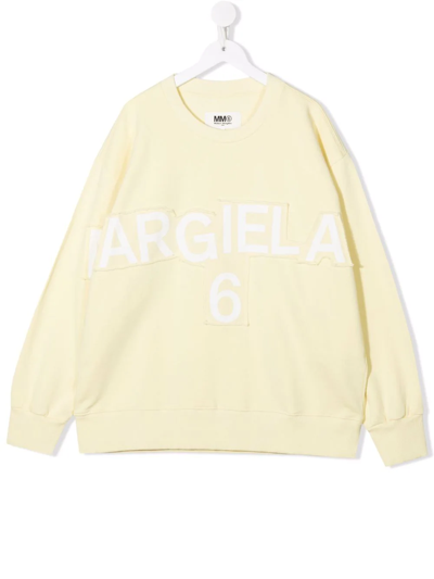 Shop Mm6 Maison Margiela Teen Logo-print Sweater In Yellow