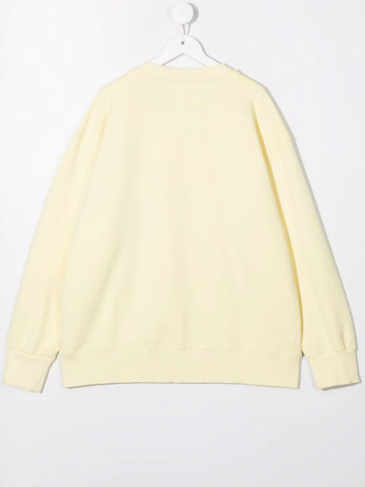 Mm6 Maison Margiela Teen Logo Print Sweatshirt In Yellow