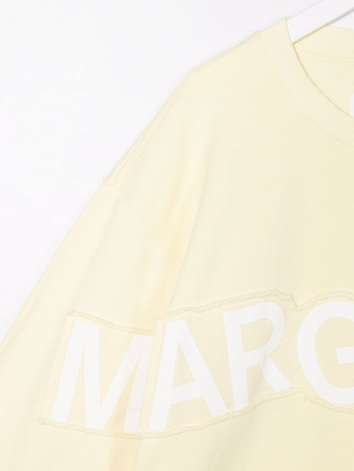 Mm6 Maison Margiela Teen Logo Print Sweatshirt In Yellow