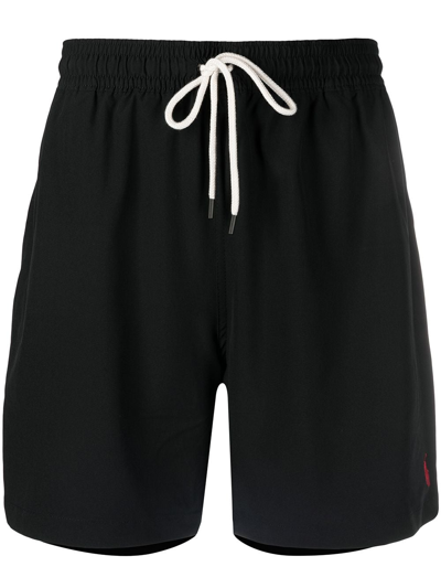 Shop Polo Ralph Lauren Black Bermuda Shorts With Logo