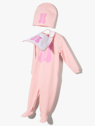 Moschino Logo-print Babygrow Set In Pink