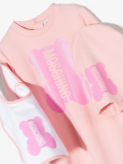 Moschino Logo-print Babygrow Set In Pink
