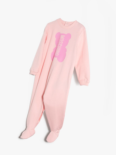 Shop Moschino Logo-print Babygrow Set In Pink