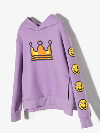 Shop Natasha Zinko Pixel Crown-print Hoodie In Purple