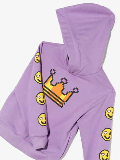 Shop Natasha Zinko Pixel Crown-print Hoodie In Purple