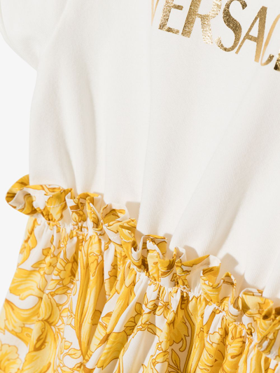 Shop Versace Barocco-print T-shirt Dress In Yellow