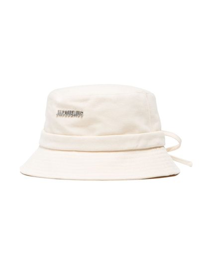 Shop Jacquemus Le Bob Logo Bucket Hat In Neutrals