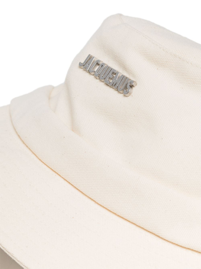 Shop Jacquemus Le Bob Logo Bucket Hat In Neutrals